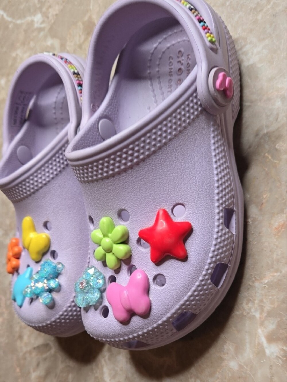 CROCS Kids Lavender Clogs with Colorful Charms - Picture 6 of 7